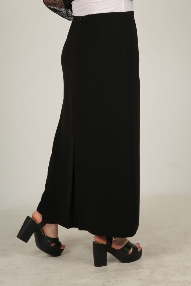 Tesettür Büyük Beden Kapalı Yırtmaç Astarlı Portoriko Kumaş Düz Anne Eteği