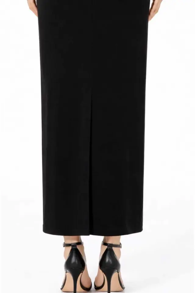 Tesettür Büyük Beden Kapalı Yırtmaç Astarlı Portoriko Kumaş Düz Anne Eteği