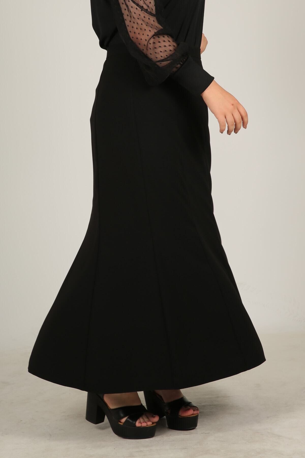 Tesettür Büyük Beden 8 Parçalı Astarlı Yarım Kloş Portoriko Kumaş Anne Eteği