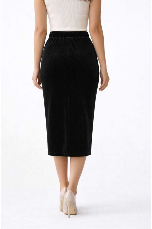 Ara Boy Beli Lastikli Kadife Etek Siyah - 36