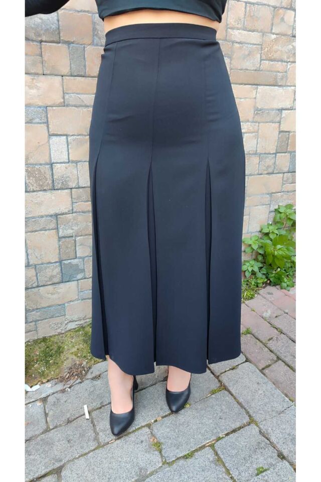 Tesettür Büyük Beden Fişekli Astarlı Portoriko Kloş Anne Eteği Urun Boy 95 Cm Siyah - 36