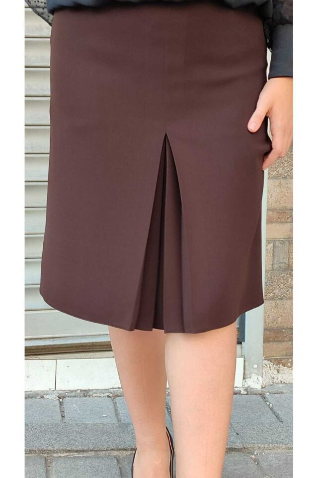 Kısa Büyük Beden A Pileli Astarlı Portoriko Kumaş Etek