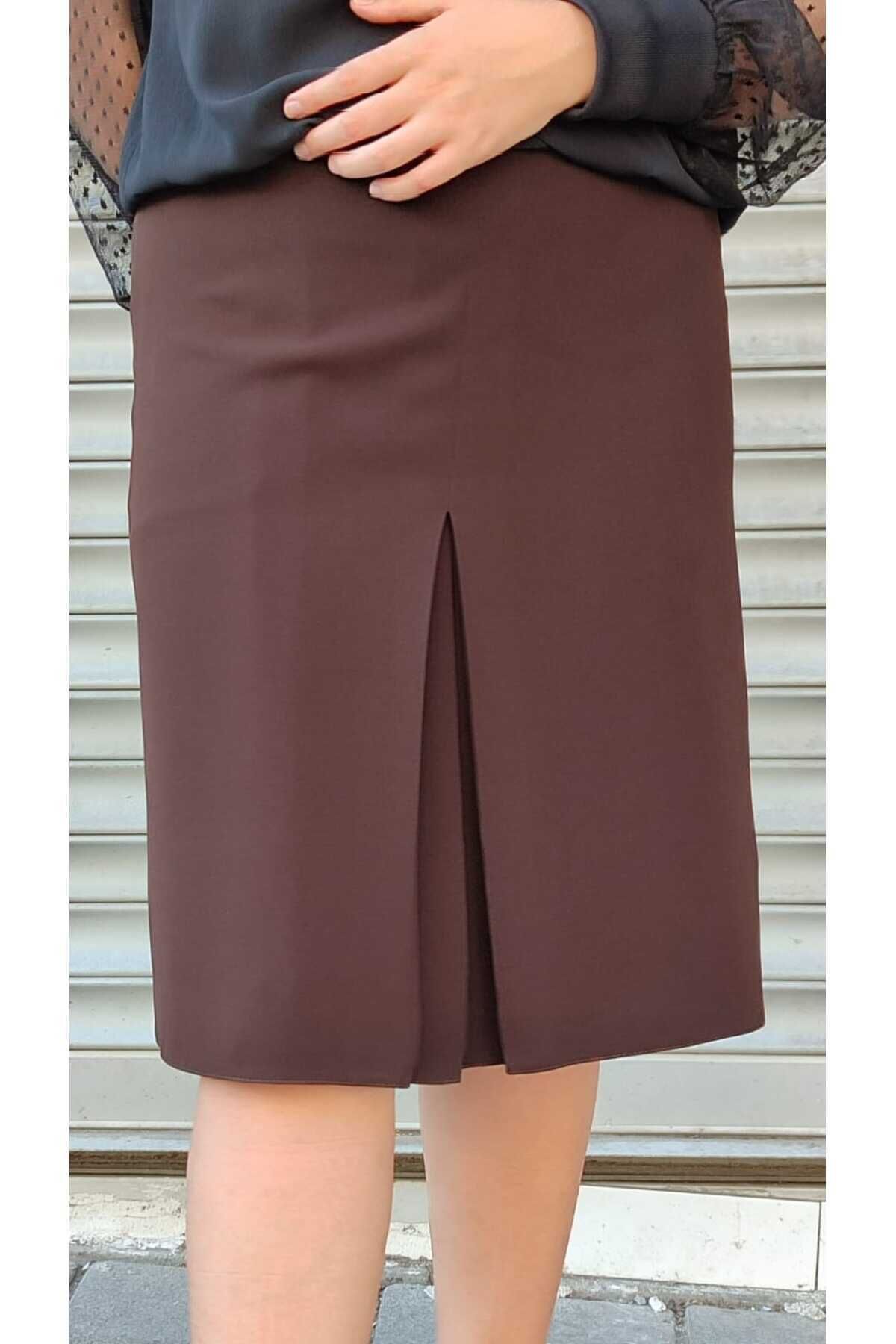 Kısa Büyük Beden A Pileli Astarlı Portoriko Kumaş Etek