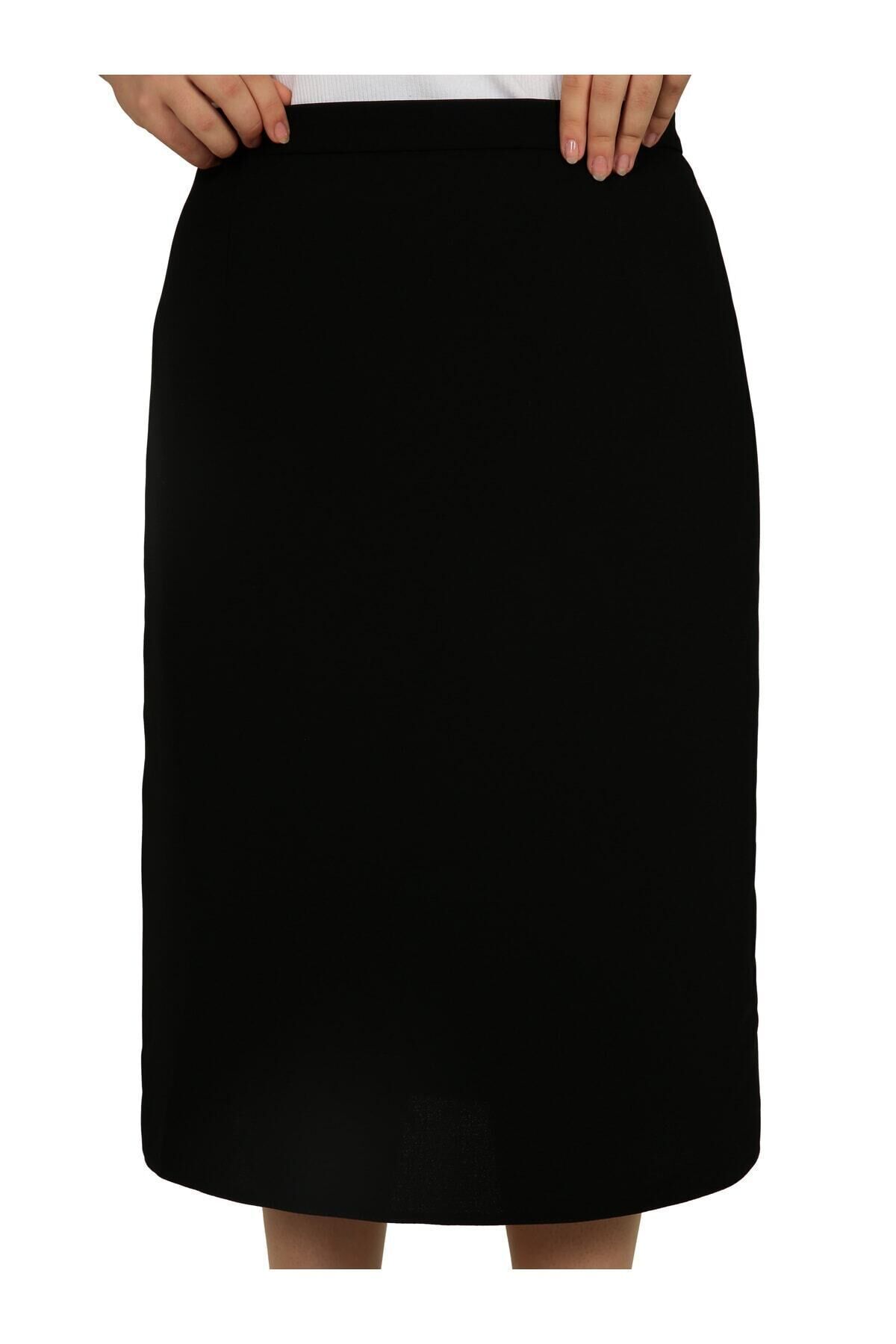 Kısa, Diz Üstünden Yırmaçlı astarlı Portoriko Kumaş Kalem Etek Etek Boy 55 Cm